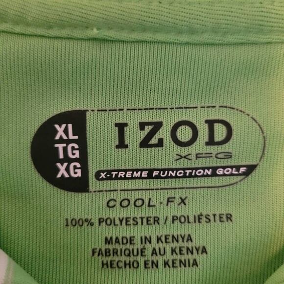 IZOD Polo Golf Shirt Dri Fit Mens Adult XL Green - Picture 3 of 4